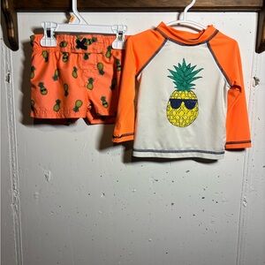 Cat & Jack Orange Pineapple Rashguard Set